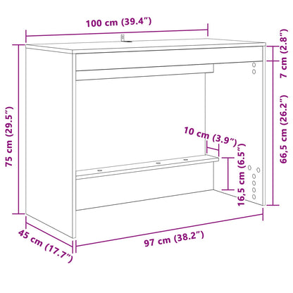 Bed Bureau Zwart Eiken 100 x 45 x 75 cm Bewerkt hout