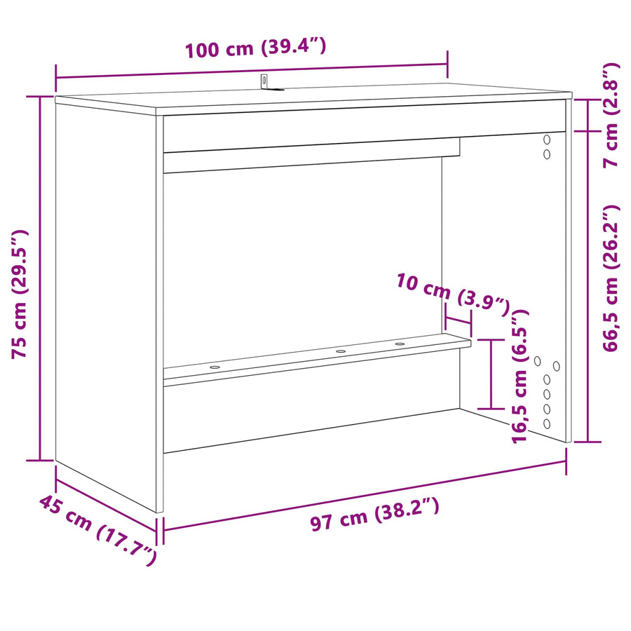 Bed Bureau Artisan Eiken 100 x 45 x 75 cm Bewerkt hout