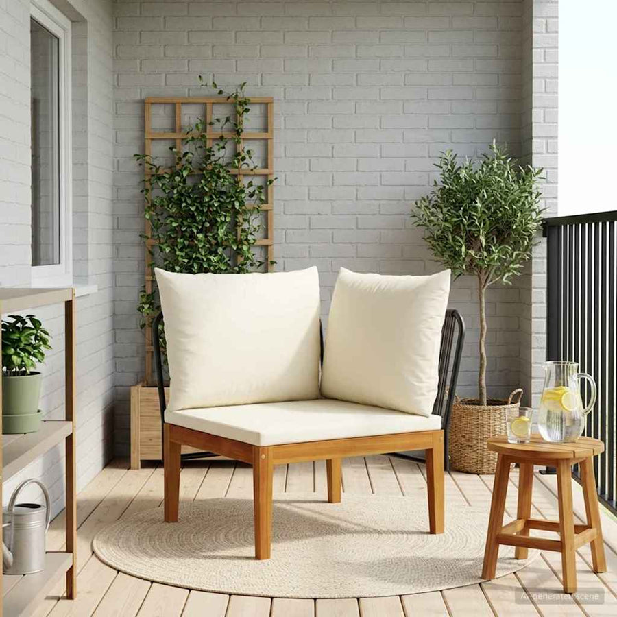 Tuin Hoek Sofa met Kussens Massief acaciahout & touw Naturel