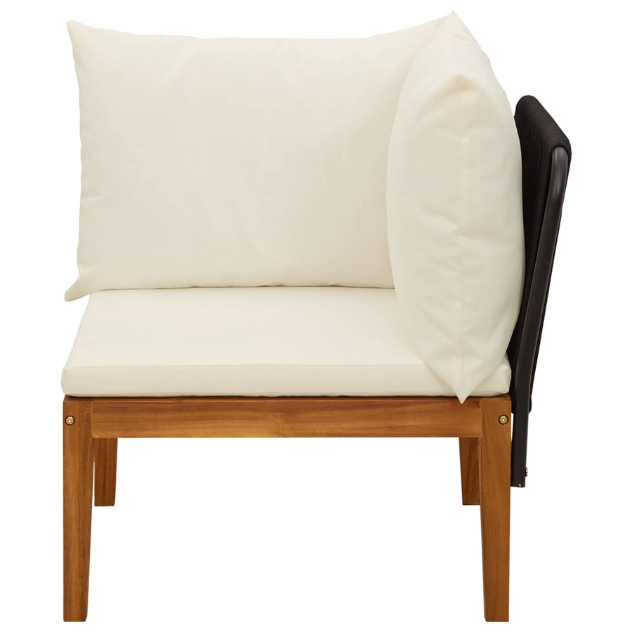 Tuin Hoek Sofa met Kussens Massief acaciahout & touw Naturel