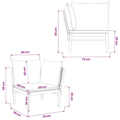 Tuin Hoek Sofa met Kussens Massief acaciahout & touw Naturel