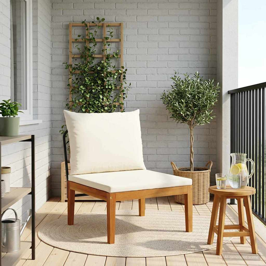 Tuin Midden Sofa met Kussens Massief acaciahout & touw Naturel