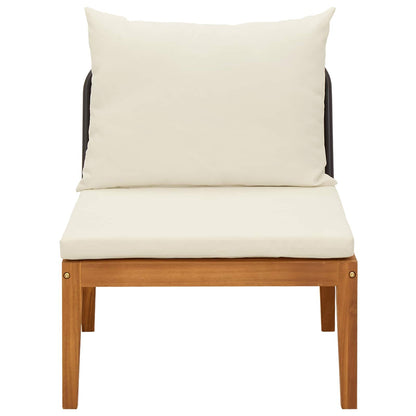 Tuin Midden Sofa met Kussens Massief acaciahout & touw Naturel