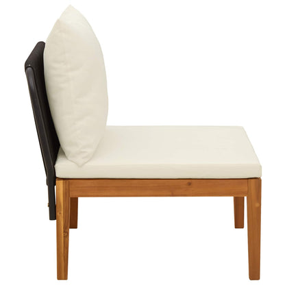 Tuin Midden Sofa met Kussens Massief acaciahout & touw Naturel