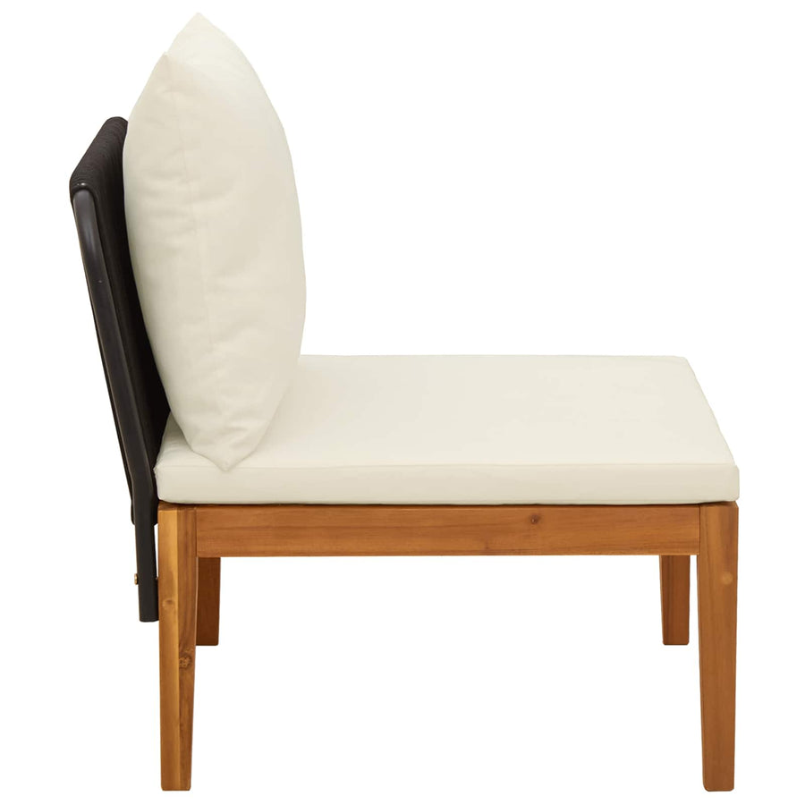 Tuin Midden Sofa met Kussens Massief acaciahout & touw Naturel
