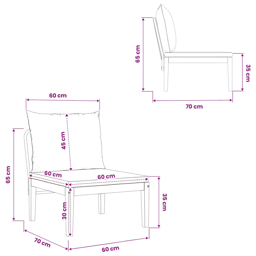 Tuin Midden Sofa met Kussens Massief acaciahout & touw Naturel