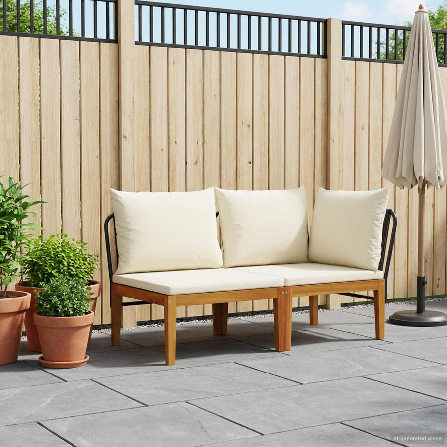 2 st Tuin Loungeset met Kussens Massief acaciahout & touw