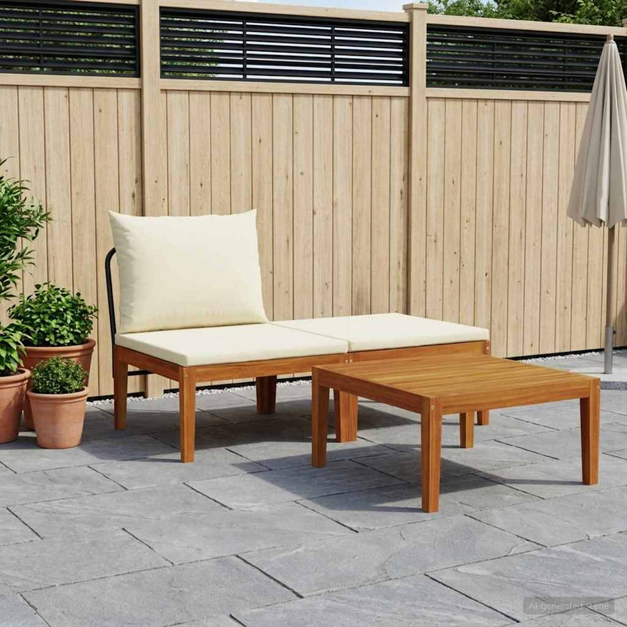 3 st Tuin Loungeset met Kussens Massief acaciahout & touw