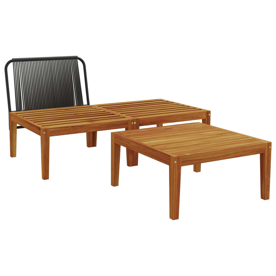 3 st Tuin Loungeset met Kussens Massief acaciahout & touw