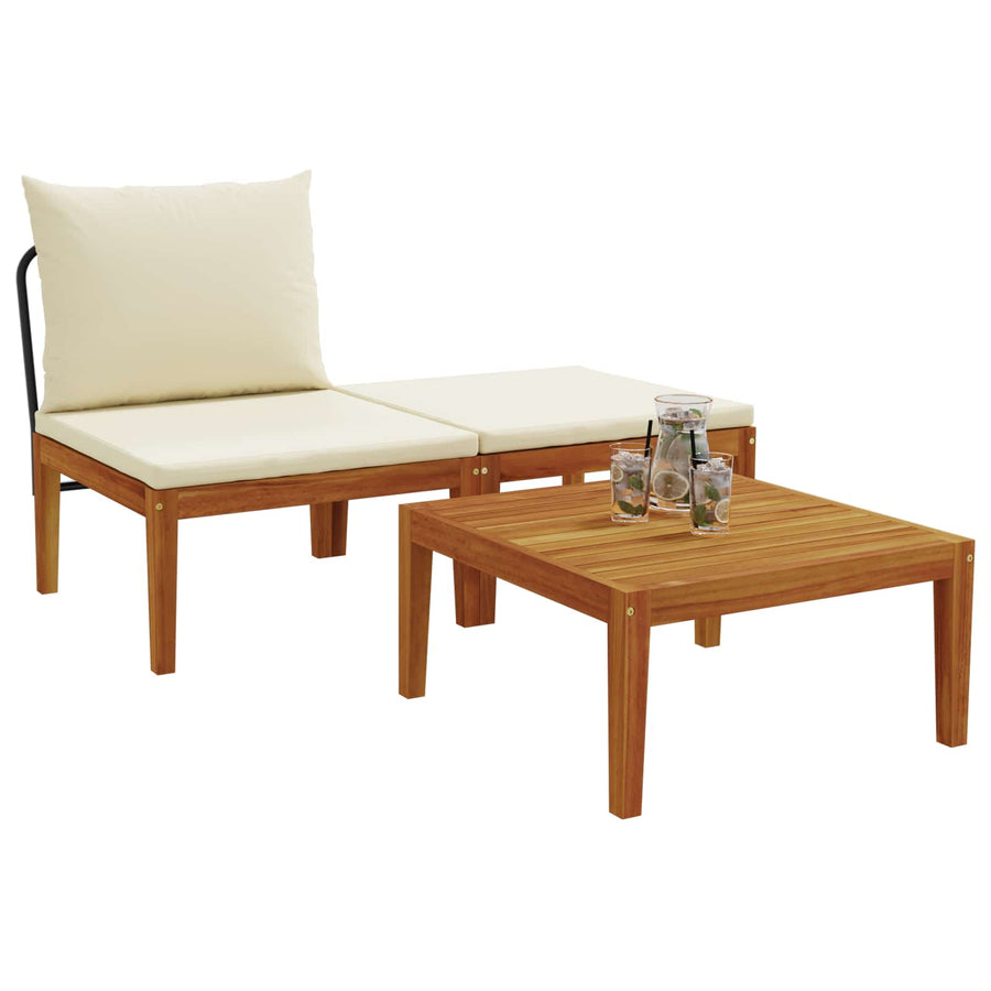 3 st Tuin Loungeset met Kussens Massief acaciahout & touw