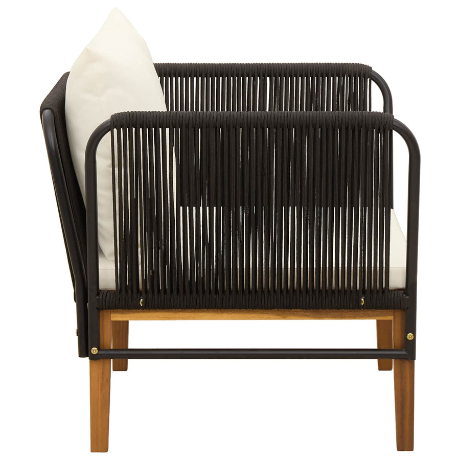 Tuinstoel met Kussens Massief acaciahout & touw Naturel