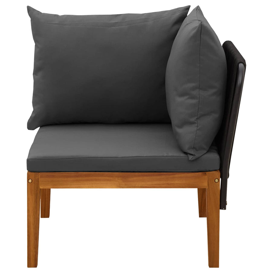 Tuin Hoek Sofa met Kussens Massief acaciahout & touw Naturel