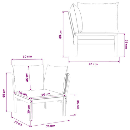 Tuin Hoek Sofa met Kussens Massief acaciahout & touw Naturel