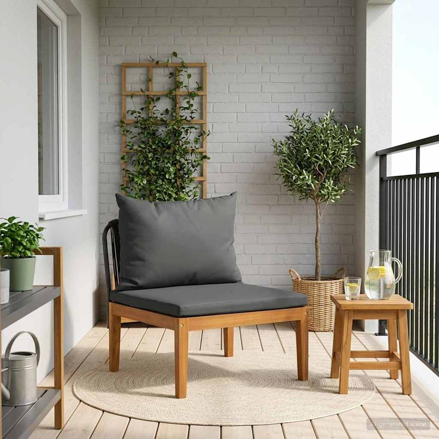 Tuin Midden Sofa met Kussens Massief acaciahout & touw Naturel