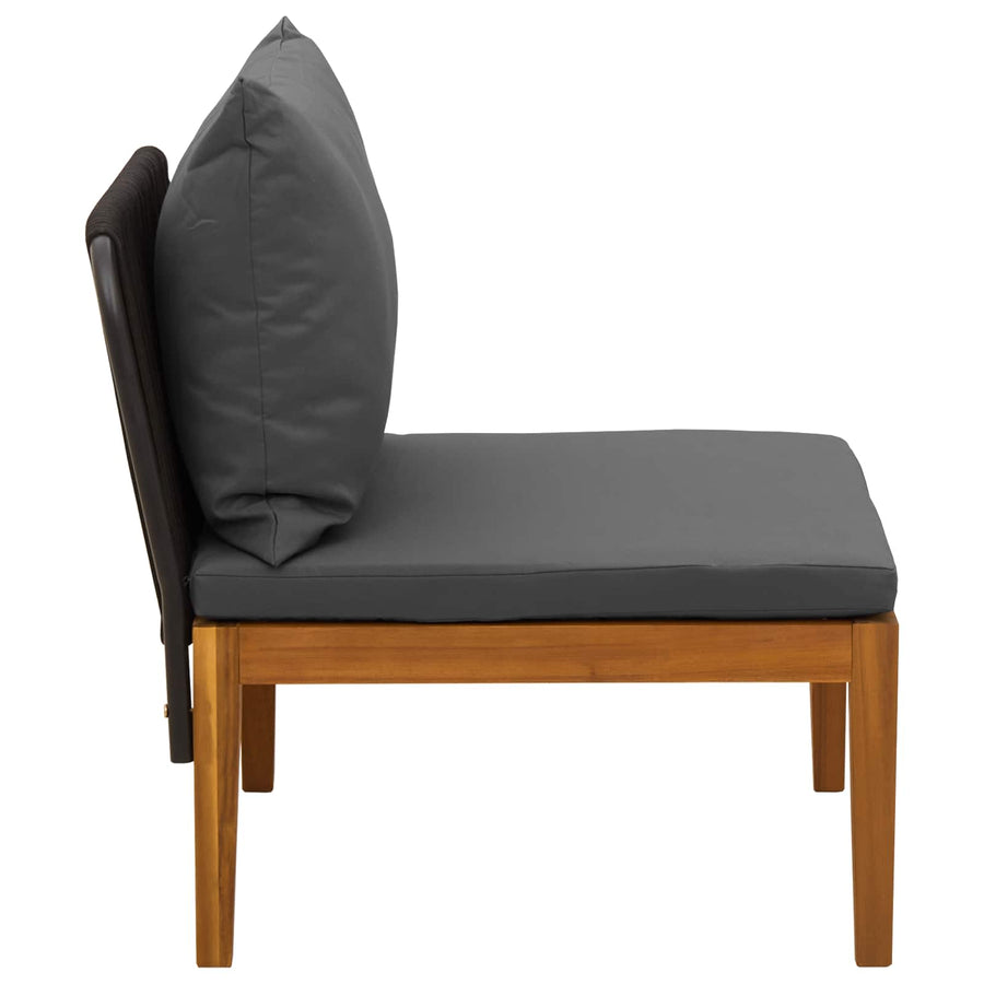 Tuin Midden Sofa met Kussens Massief acaciahout & touw Naturel