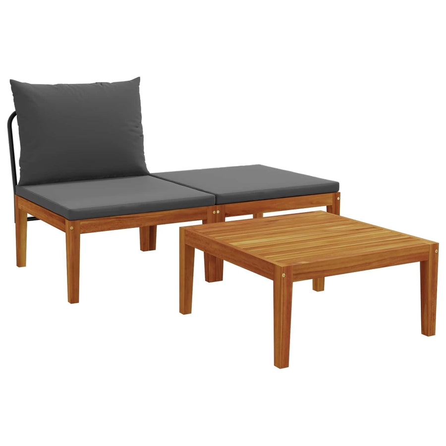 3 Stuk Loungeset Massief Acaciahout Naturel