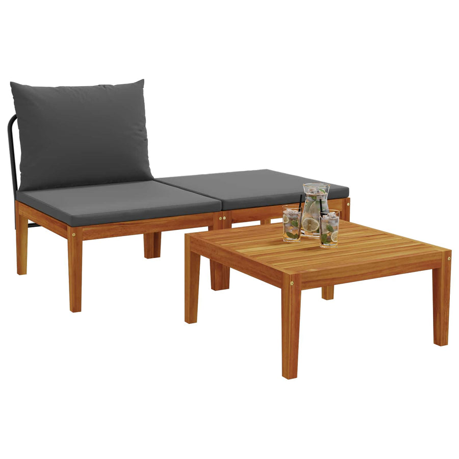 3 Stuk Loungeset Massief Acaciahout Naturel