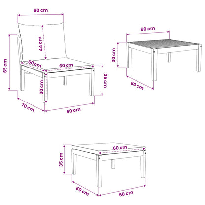 3 Stuk Loungeset Massief Acaciahout Naturel