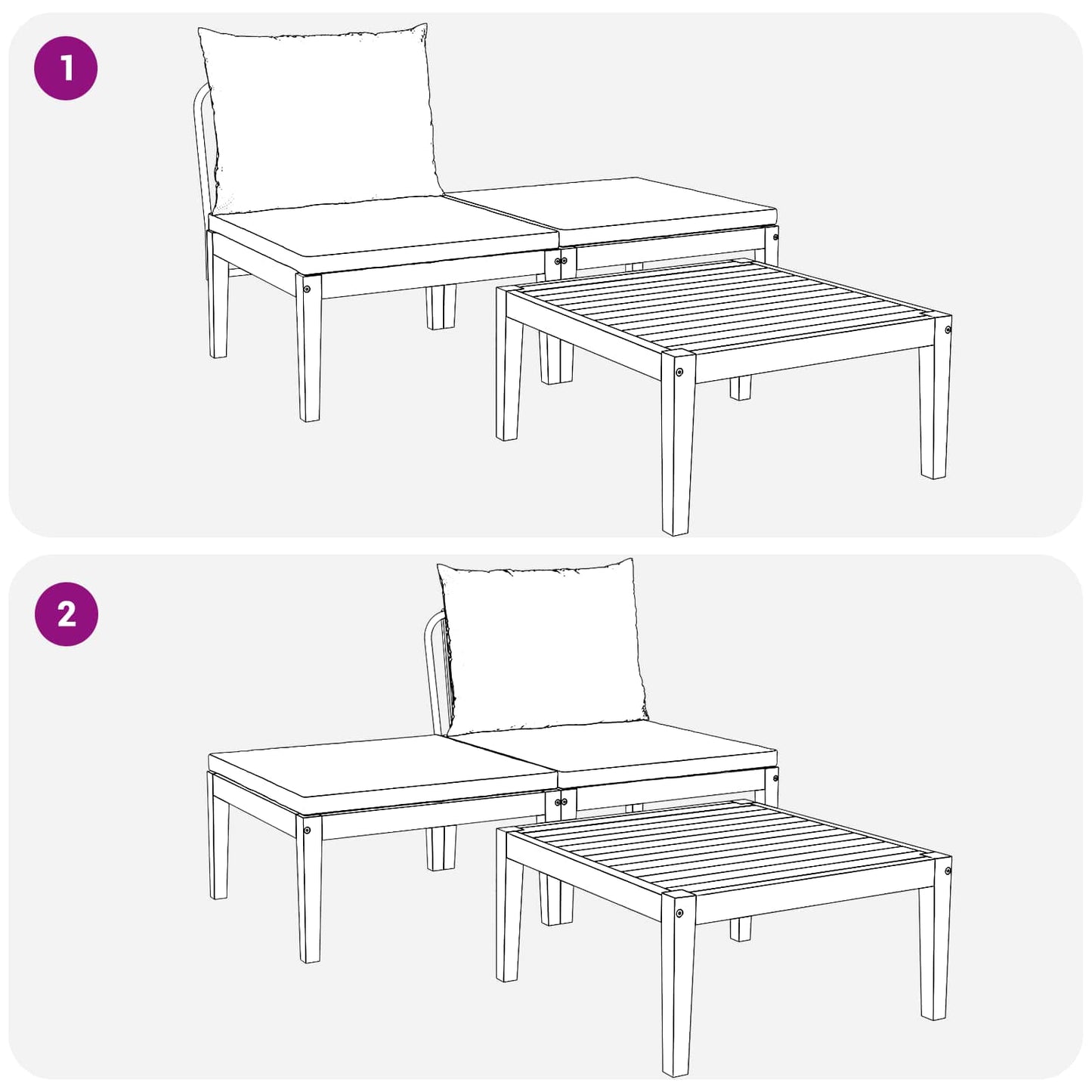 3 Stuk Loungeset Massief Acaciahout Naturel
