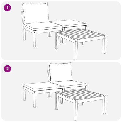 3 Stuk Loungeset Massief Acaciahout Naturel