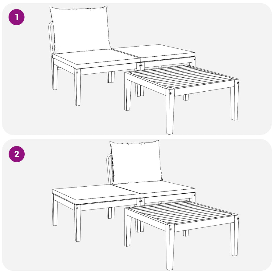 3 Stuk Loungeset Massief Acaciahout Naturel