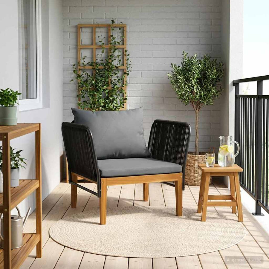 Tuinstoel met Kussens Massief acaciahout & touw Naturel