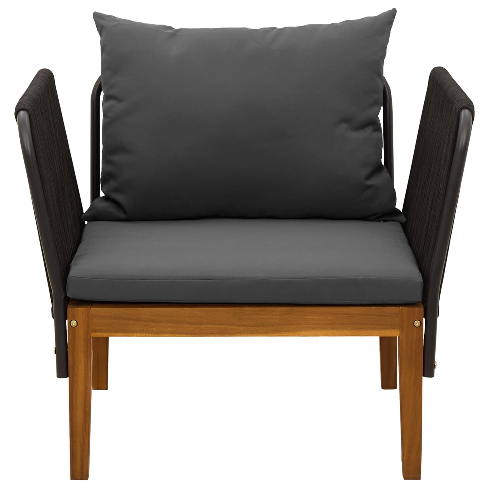 Tuinstoel met Kussens Massief acaciahout & touw Naturel