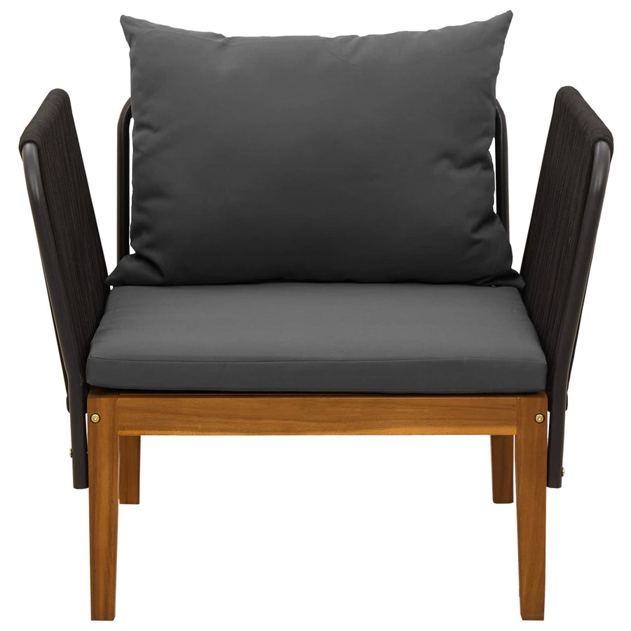 Tuinstoel met Kussens Massief acaciahout & touw Naturel