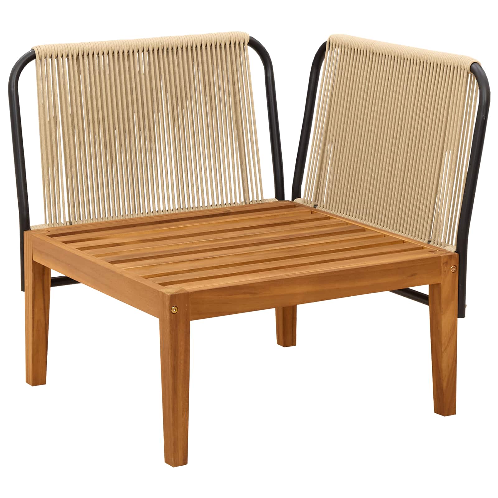 Tuin Hoek Sofa met Kussens Massief acaciahout & touw Naturel