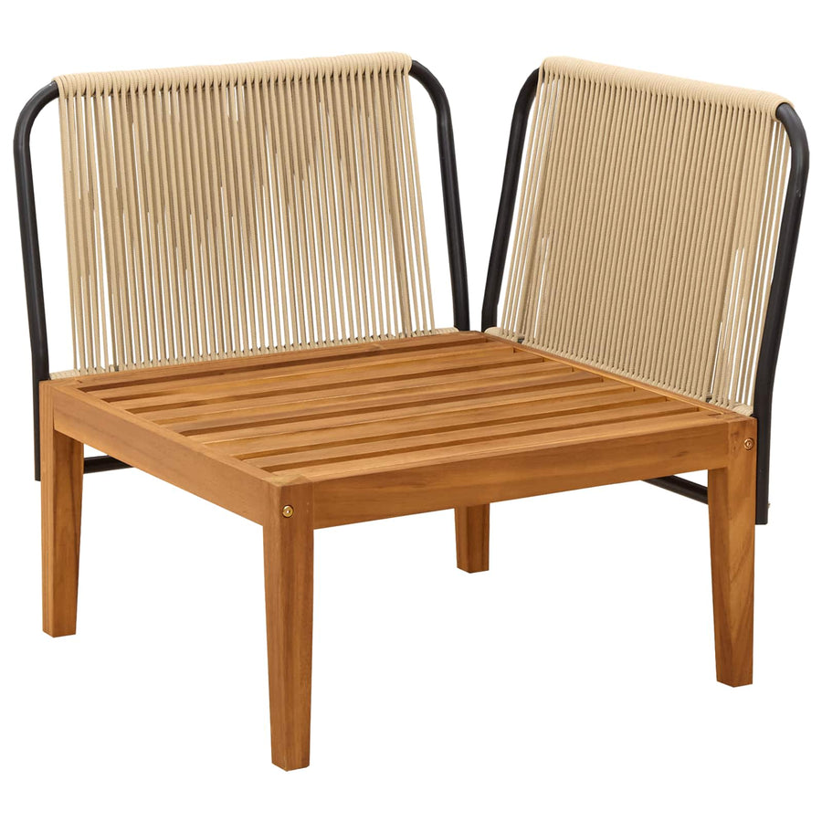 Tuin Hoek Sofa met Kussens Massief acaciahout & touw Naturel