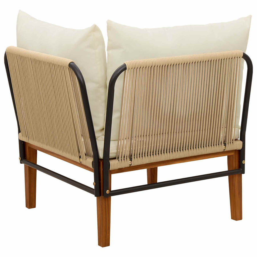 Tuin Hoek Sofa met Kussens Massief acaciahout & touw Naturel