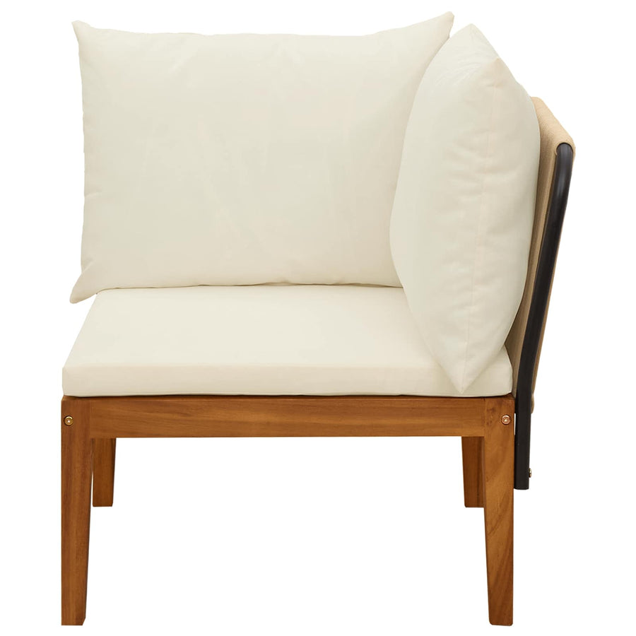 Tuin Hoek Sofa met Kussens Massief acaciahout & touw Naturel