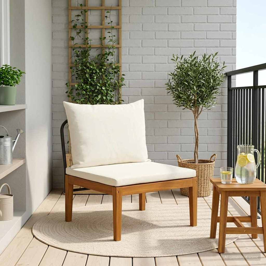 Tuin Midden Sofa met Kussens Massief acaciahout & touw Naturel