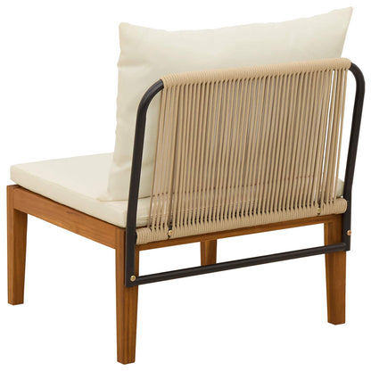 Tuin Midden Sofa met Kussens Massief acaciahout & touw Naturel