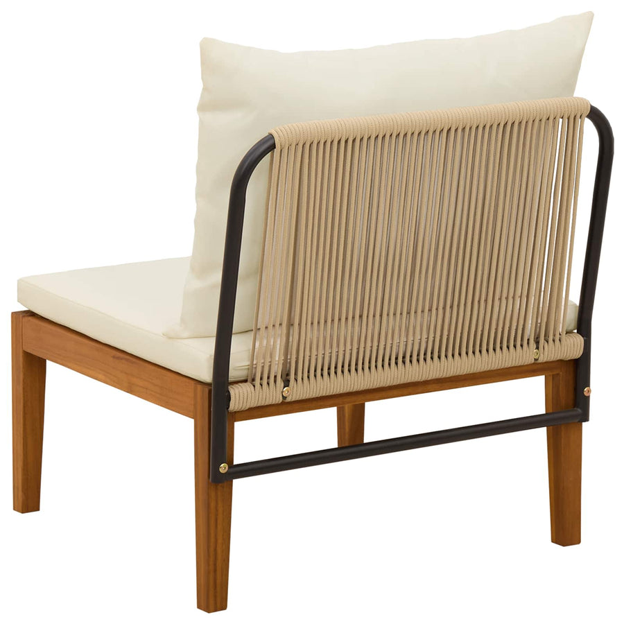 Tuin Midden Sofa met Kussens Massief acaciahout & touw Naturel