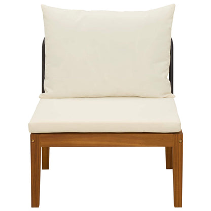 Tuin Midden Sofa met Kussens Massief acaciahout & touw Naturel