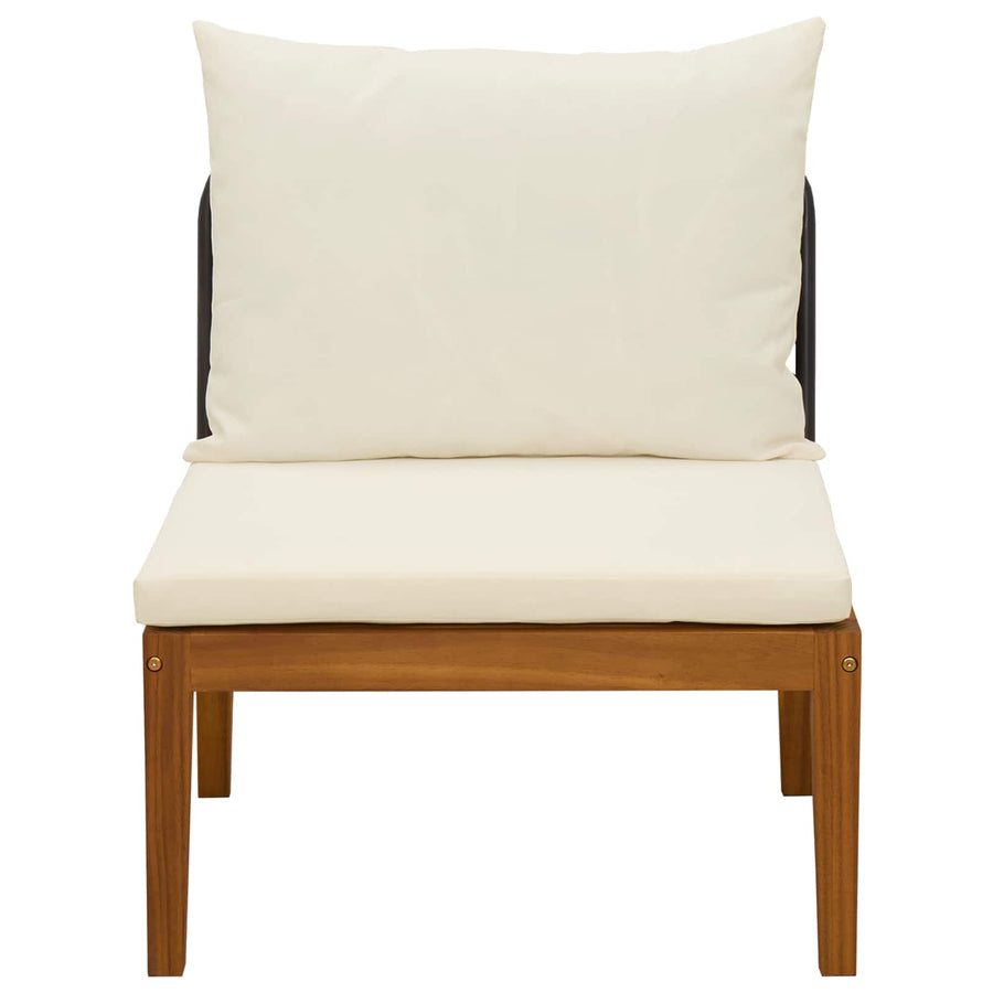 Tuin Midden Sofa met Kussens Massief acaciahout & touw Naturel