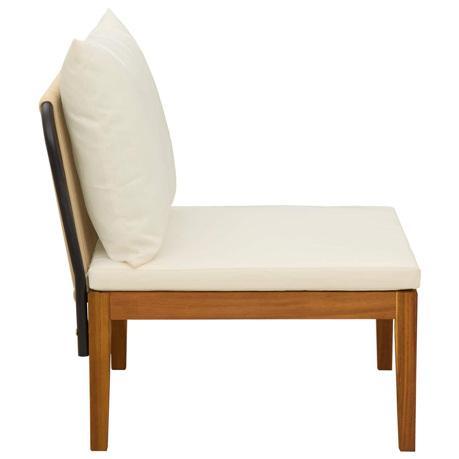 Tuin Midden Sofa met Kussens Massief acaciahout & touw Naturel