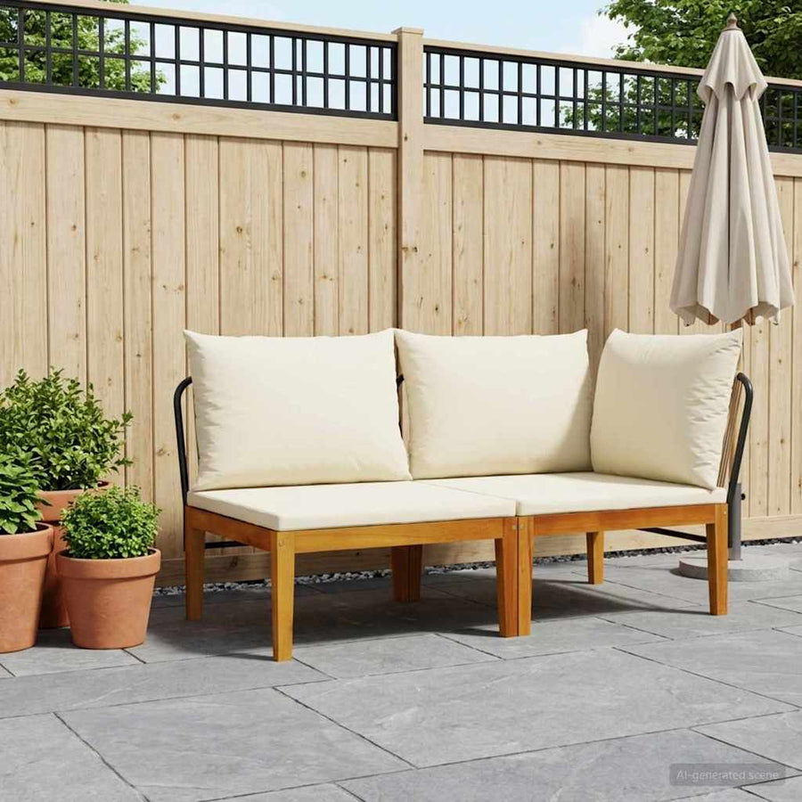 2 st Tuin Loungeset met Kussens Massief acaciahout & touw