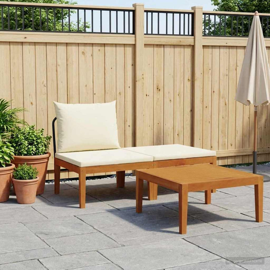 3 st Tuin Loungeset met Kussens Massief acaciahout & touw