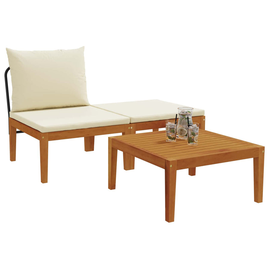 3 st Tuin Loungeset met Kussens Massief acaciahout & touw