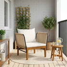 Tuinstoel massief acaciahout touw naturel met kussens