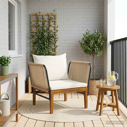 Tuinstoel met Kussens Massief acaciahout & touw Naturel