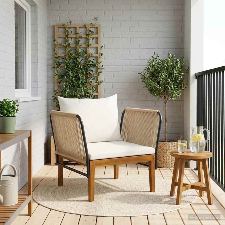 Tuinstoel met Kussens Massief acaciahout & touw Naturel