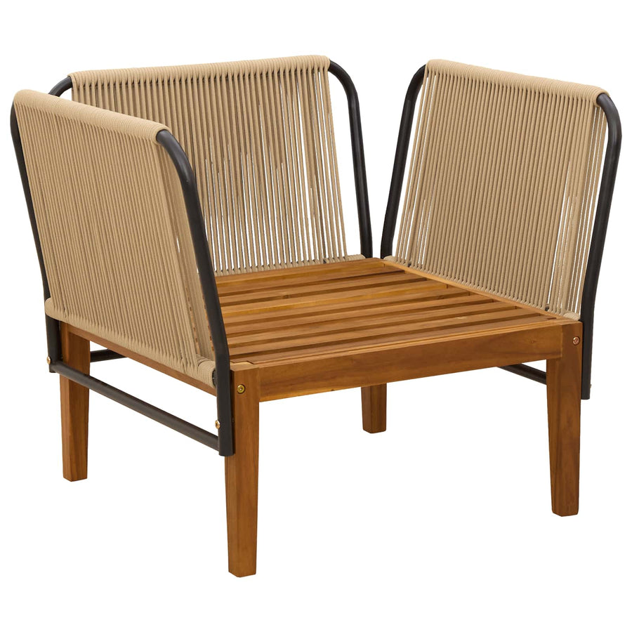 Tuinstoel met Kussens Massief acaciahout & touw Naturel