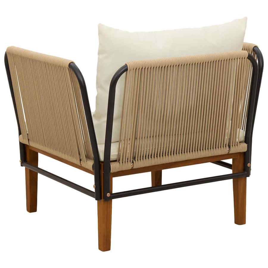 Tuinstoel met Kussens Massief acaciahout & touw Naturel