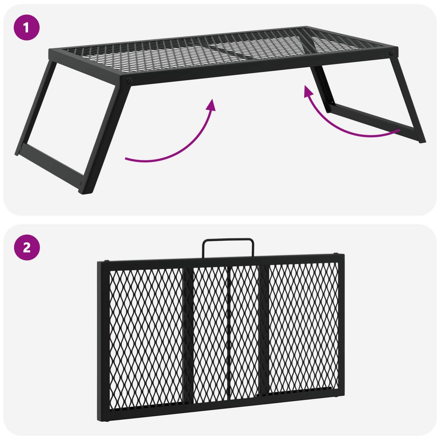 Opvouwbare Camping Grill Zwart 58 x 31 x 2 cm Legeringen Staal