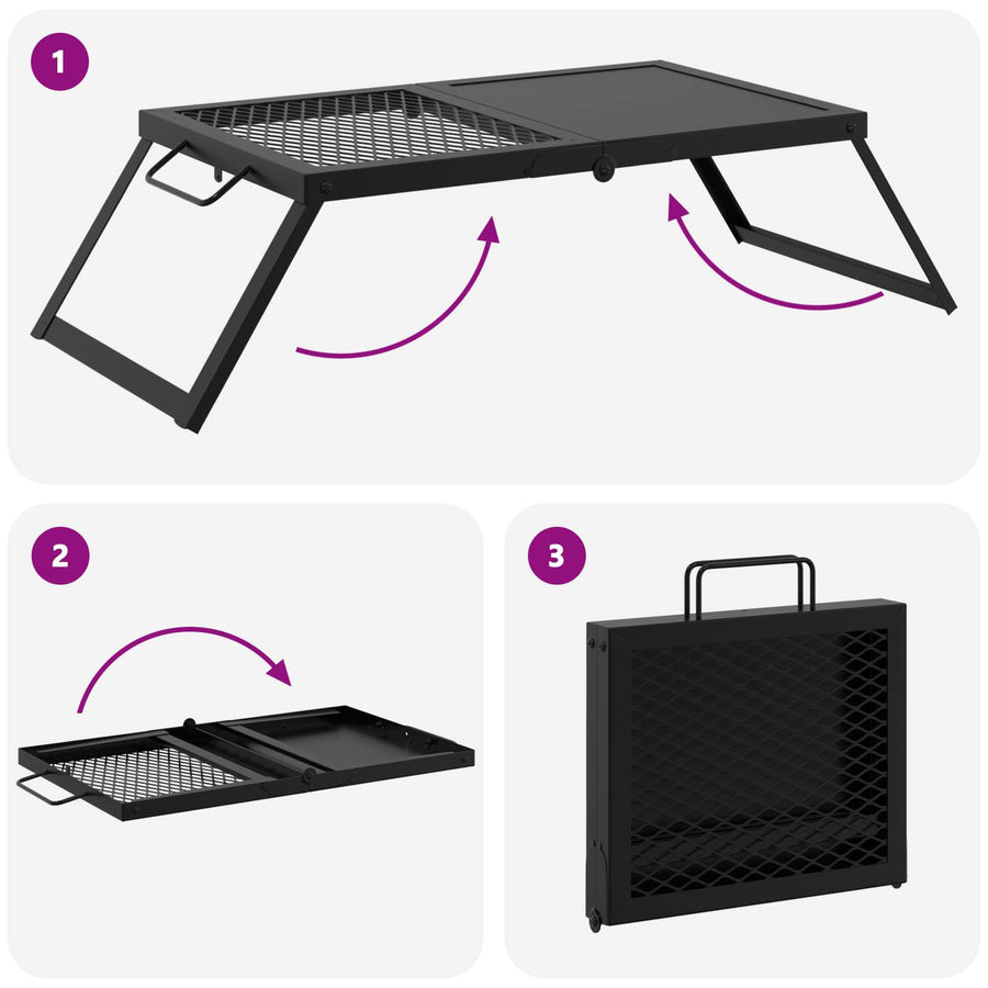 Opvouwbare Camping Grill Zwart 31,5 x 26,5 x 4 cm