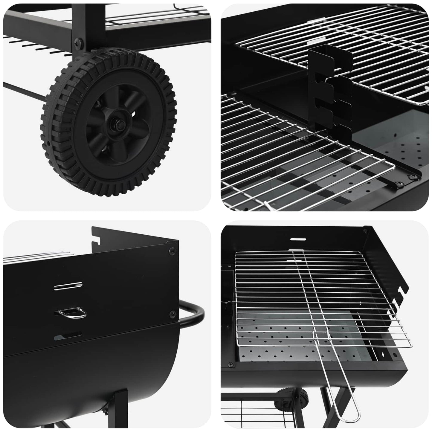Houtskoolbarbecue Verstelbaar Zwart 96,5 x 42,5 x 88,5 cm