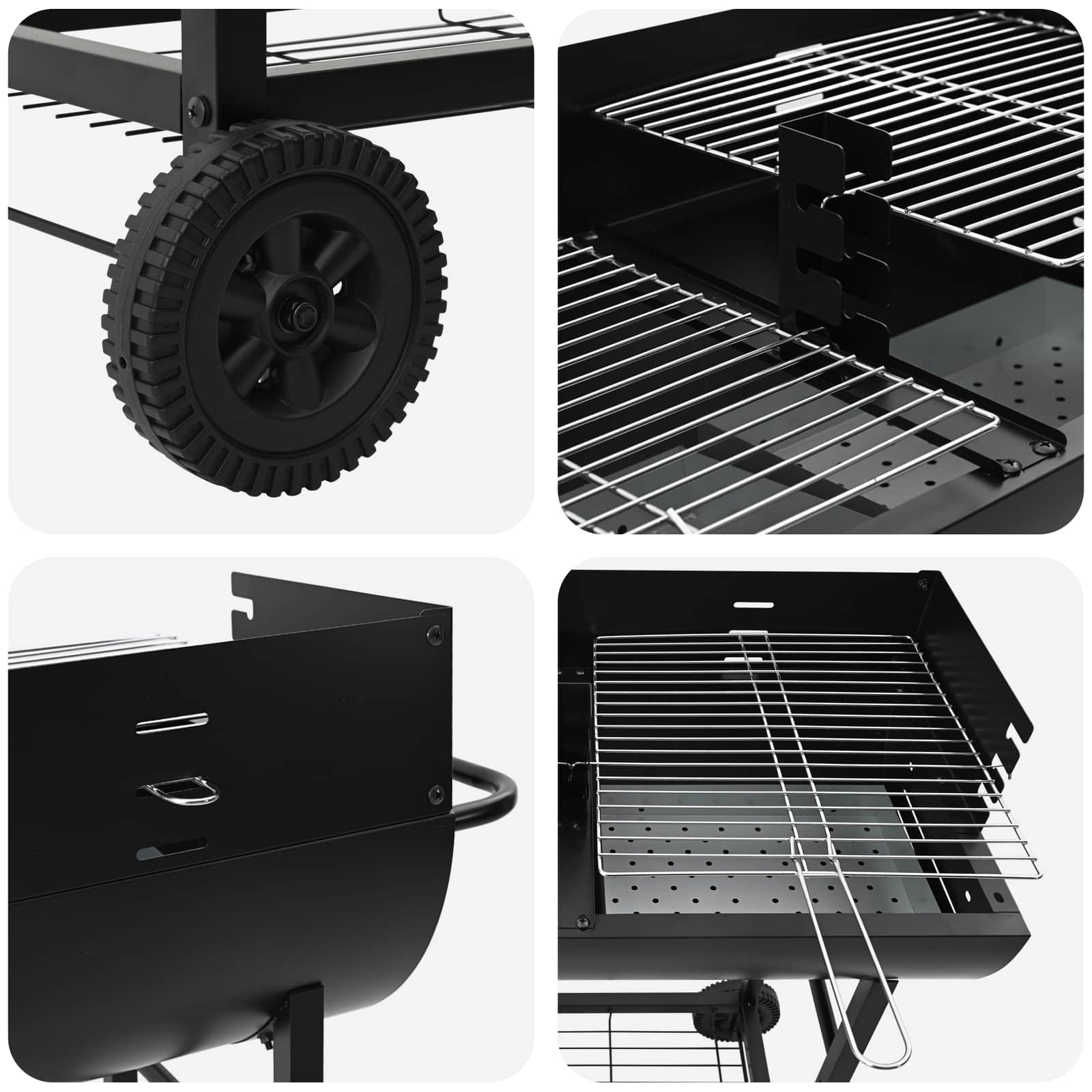 Houtskoolbarbecue Verstelbaar Zwart 96,5 x 42,5 x 88,5 cm